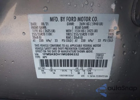 2021 Ford Explorer Xlt z USA, uszkodzony, nr VIN 1FMSK8DH1MGB96332